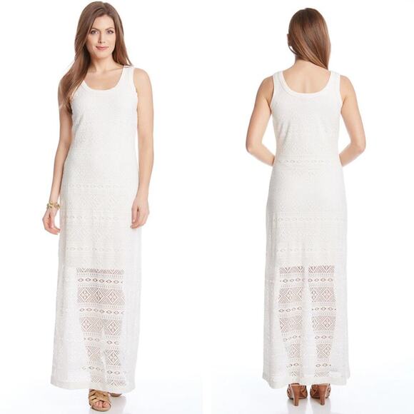 KAREN by KAREN KANE Crochet White Maxi Dress Lined SZ Small - Picture 1 of 8